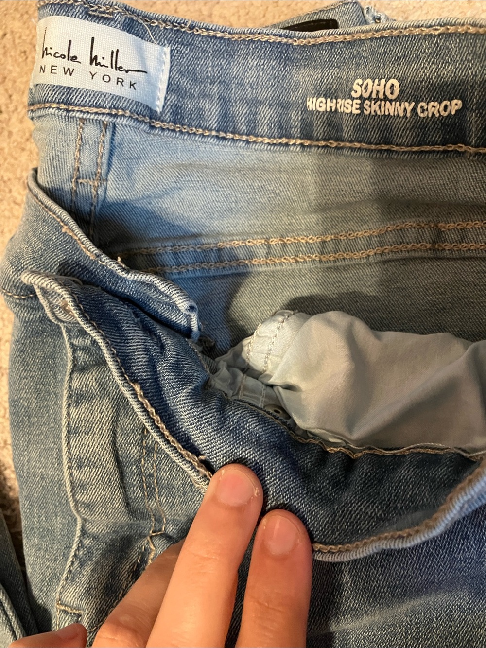 Nicole Miller SOHO Highrise Skinny Crop Blue Jeans 12 - Picture 3 of 5